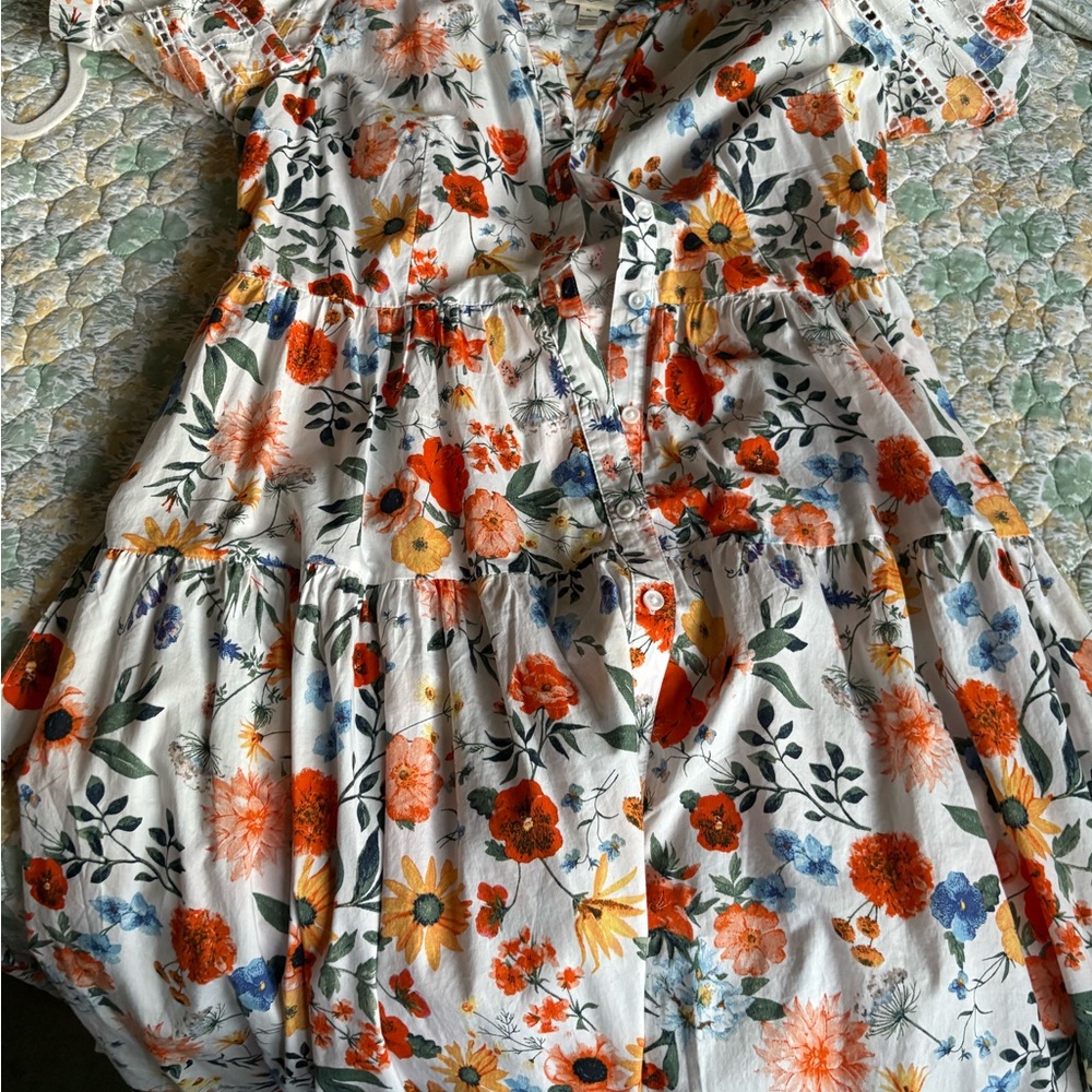St. John's Bay Floral Dress - Orange and Blue